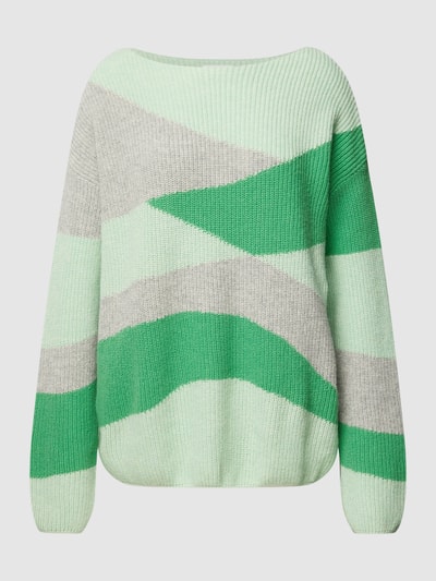 Armedangels Strickpullover mit Colour-Blocking-Design Modell 'MIYAA' Gruen 2