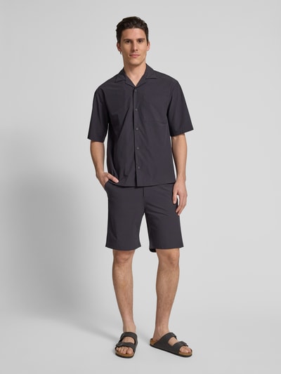 JAKE*S STUDIO MEN Freizeithemd mit Druckknopfleiste Metallic Blue 1