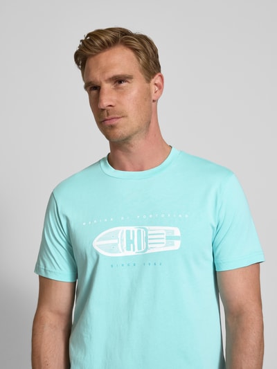 Zeybra T-shirt z nadrukiem z logo Turkusowy 3