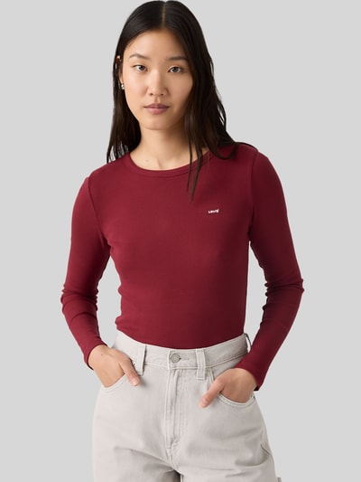Levi's® Slim Fit Langarmshirt aus Baumwoll-Mix Modell 'HAYES' Dunkelrot 1