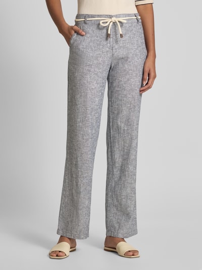 Christian Berg Woman Stoffen broek van linnenmix met strikceintuur Donkerblauw gemêleerd - 4