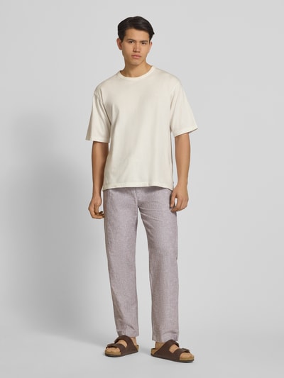 Tommy Jeans Regular Fit Weite Hose aus Leinen-Baumwoll-Mix Hellgrau 1