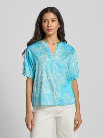 Emily Van den Bergh Regular Fit Bluse mit Tunikakragen Aqua 4