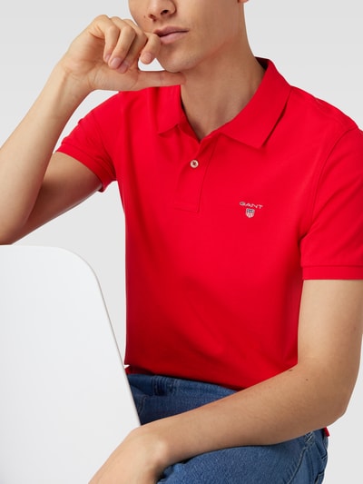 Gant Regular fit poloshirt met labelstitching Rood - 3