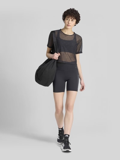 adidas Training Cropped Fit Sport T-Shirt aus Mesh mit Logo-Stitchings Black 4