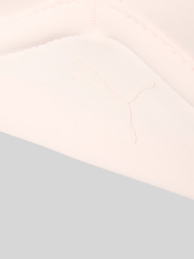 Produktfoto, BH mit Logo und verstellbaren Trägern von PUMA, zartrosa Farbe, glatte Textur, Material-Mix mit Stretch-Anteil, Logo, gepolsterte Cups, Hakenverschluss, körpernahe Passform