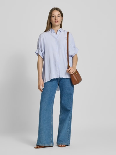 Emily Van den Bergh Regular Fit Hemdbluse mit 1/2-Arm Hellblau 1