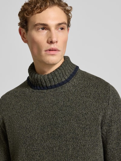 MAERZ Muenchen Gebreide pullover met ribboorden Donkergroen gemêleerd - 3