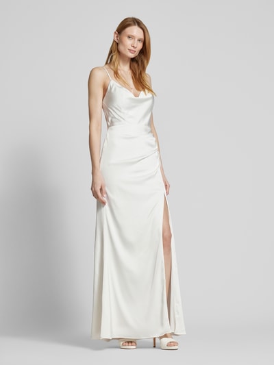 Laona Abendkleid mit seitlicher Raffung Offwhite 1