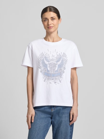 MOS MOSH T-Shirt mit überschnittenen Schultern Modell 'Washa' Weiss 4