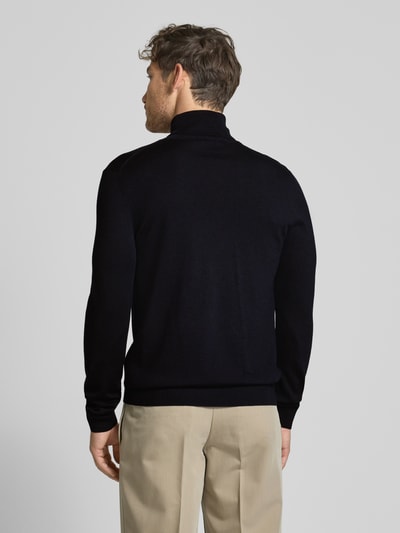 JOOP! Collection Sweter z wywijanym kołnierzem z wełny merino model ‘Donte’ Granatowy 5