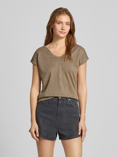 Only Regular fit T-shirt met viscose, model 'SILVERY' Taupe - 4
