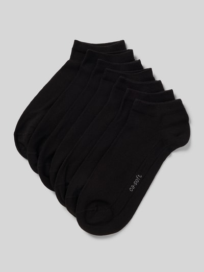 camano Sneakersocken mit Rippenbündchen im 7er-Pack Modell 'Soft' Black 1