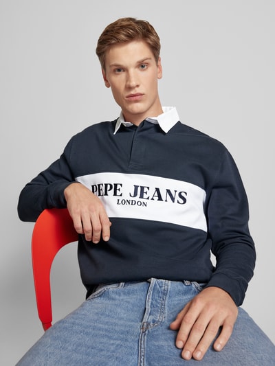 Pepe Jeans Sweatshirt met polokraag, model 'Joey' Marineblauw - 3