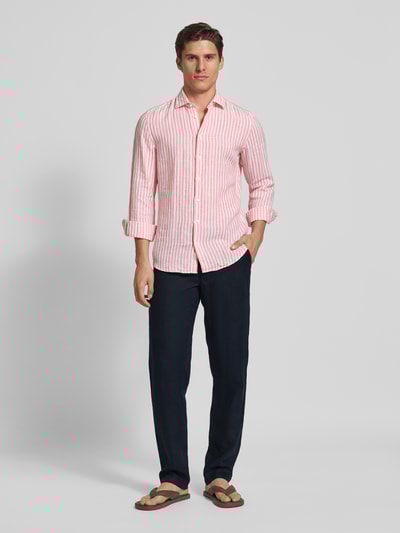 Casual Friday Regular Fit Leinenhose mit Gürtelschlaufen Modell 'Pandrup' Marine 1