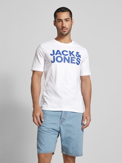 Jack & Jones T-shirt met labelprint, model 'CORP' Zwart - 4