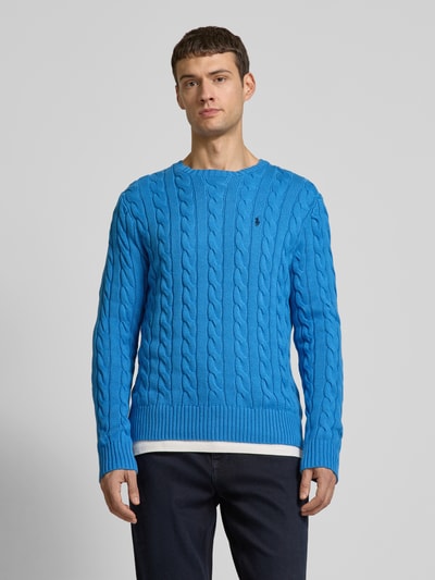 Polo Ralph Lauren Gebreide pullover met ribboorden, model 'DRIVER' Jeansblauw - 4