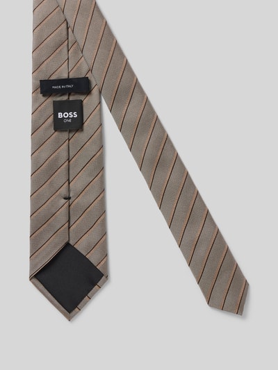 Productfoto, grijs-bruin gestreepte stropdas van zijde met fijne textuur, Krawatte aus reiner Seide Modell 'H-Tie 8 CM-ONE' van BOSS, Heren.