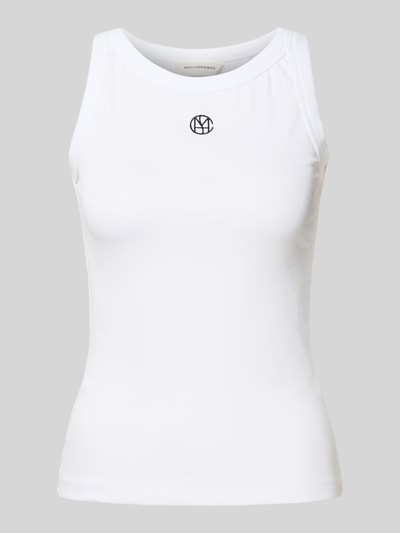 MSCH Copenhagen Top prążkowany z wyhaftowanym logo model ‘Gubbe’ Złamany biały 2