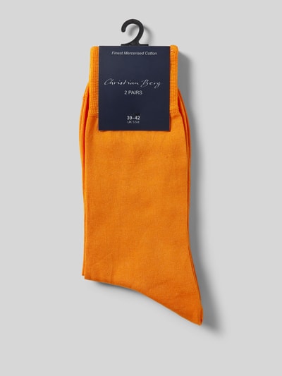 Christian Berg Men Socken mit Label-Print im 2er-Pack Orange 3