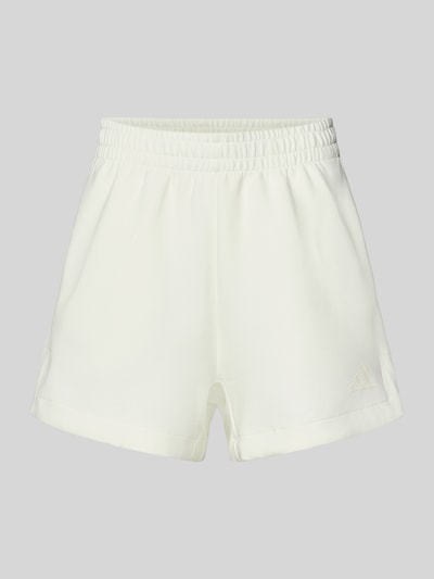 Produktfoto, Shorts mit Label-Print von adidas Sportswear in Weiß, lockerer Schnitt, elastischer Bund, Material-Mix mit Modal-Anteil