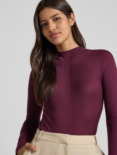 BOSS Golf o kroju regular fit z czystej, żywej wełny model ‘FOLIORA’ Bordowy 3