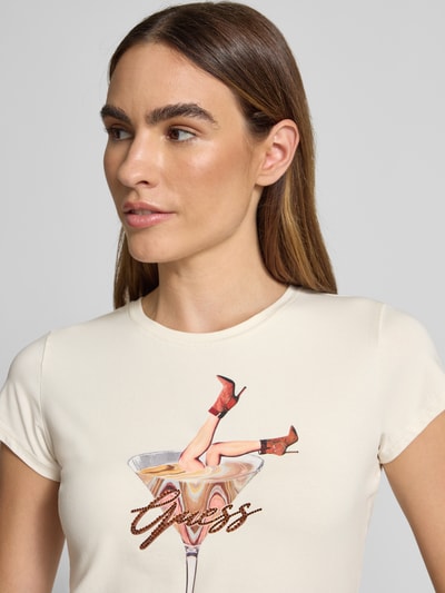 Guess T-shirt z nadrukiem z motywem z logo Biały 3