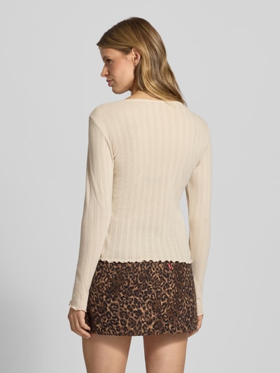 Only Slim Fit Langarmshirt aus reiner Baumwolle Modell 'CARLOTTA' Beige 5