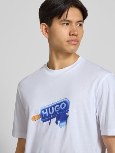 HUGO Blue t-shirt o kroju regular fit z czystej bawełny model 'NOGLASY' Biały 3