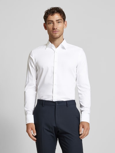 BOSS Slim Fit Business-Hemd mit Knopfleiste Modell 'Hank' Weiss 4