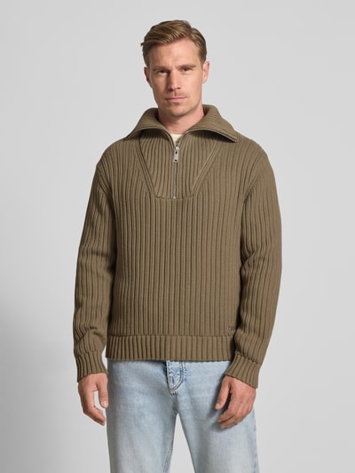 HUGO Regular Fit Troyer aus reiner Baumwolle Modell 'SRIGG' Taupe 4