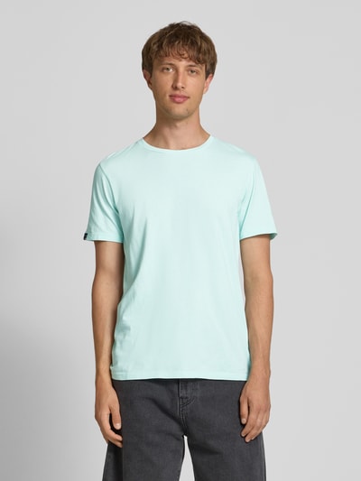 Superdry T-shirt z detalem z logo Błękitny 4