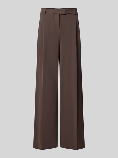 Produktfoto, Wide Fit Hose mit Bundfalten von Rich & Royal in Braun, glattes Material, Gesäßtaschen, Haken- und Reißverschluss, Damen Hose