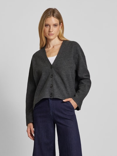 Marc O'Polo Loose fit wollen cardigan met V-hals Antraciet - 4