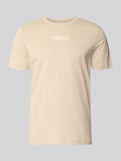 Produktfoto, Regular Fit T-Shirt aus reiner Baumwolle von s.Oliver RED LABEL in Beige, unifarben, Label Print, Rundhals, kurzarm, glatte Textur