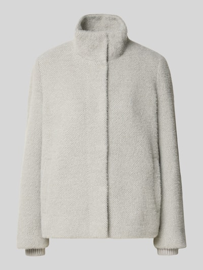Productfoto, Regular Fit Jacke mit Strukturmuster van COMMA, lichtgrijs met geweven structuur, elastische mouwboorden, opstaande kraag