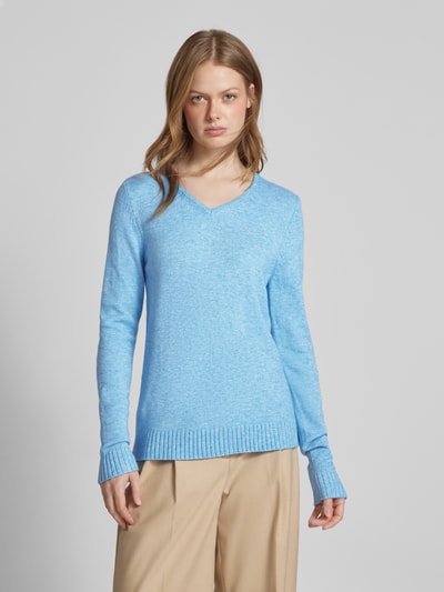 Vila Gebreide pullover met V-hals, model 'RIL' Lichtblauw - 4