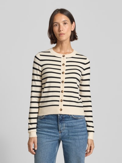 Vero Moda Regular Fit Strickjacke aus Viskose-Mix Modell 'SABA' Offwhite 4