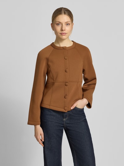Rich & Royal Jacke aus Viskose-Mix mit Rundhalsausschnitt Cognac 4