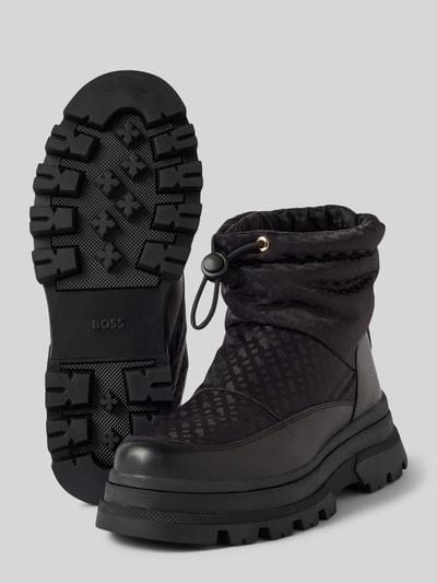 BOSS Snowboots van leer met tunnelkoord, model 'Foster' Zwart - 4