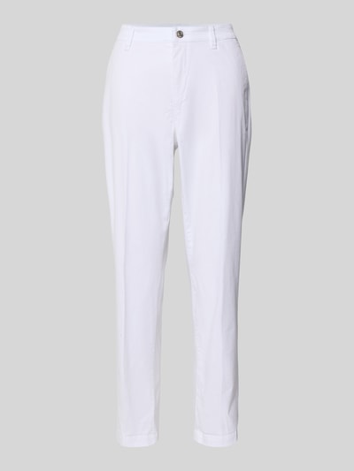 Productfoto, witte Chino met Eingrifftaschen van MAC, regular fit, katoen-elastaanmix, steekzakken, achterzakken, damesmodel.