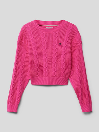 Tommy Hilfiger Kids Strickpullover mit Zopfmuster Pink 1