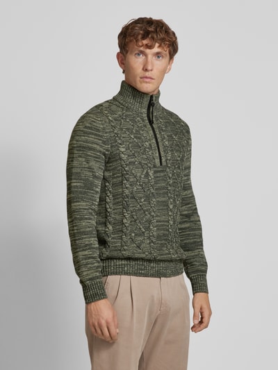 Lerros Gebreide pullover met ribboorden Groen - 4