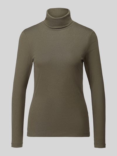 Produktfoto, Regular Fit Langarmshirt aus reiner Baumwolle van s.Oliver RED LABEL in olijfgroen met gladde textuur, neutrale achtergrond