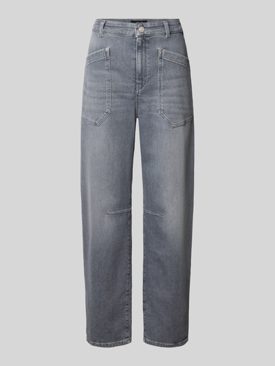 Produktfoto, Relaxed Fit Jeans mit opgestikte zakken van Marc Cain, Dames jeans in mix van katoen en elastaan, high waist, grijs