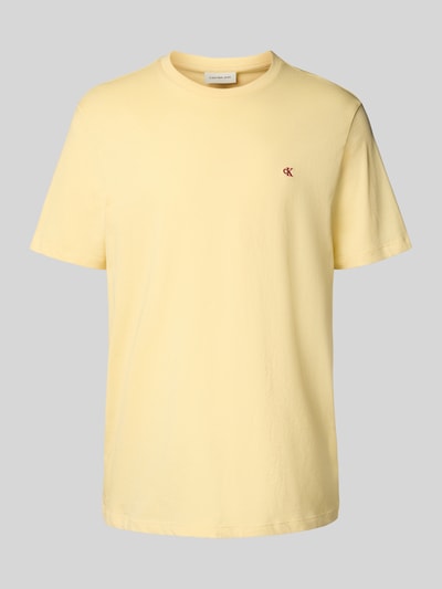 Calvin Klein Jeans T-shirt met geribde ronde hals Geel - 2