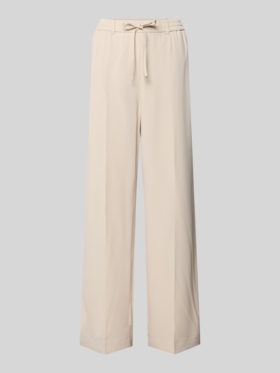 Produktfoto, cremefarbene Wide-Leg-Pants von Someday, elastischer Bund mit Kordelzug, Gesäßleistentasche, Modell 'Cevil ease', Damen, Bundweite 36 cm, Innenbeinlänge 77 cm