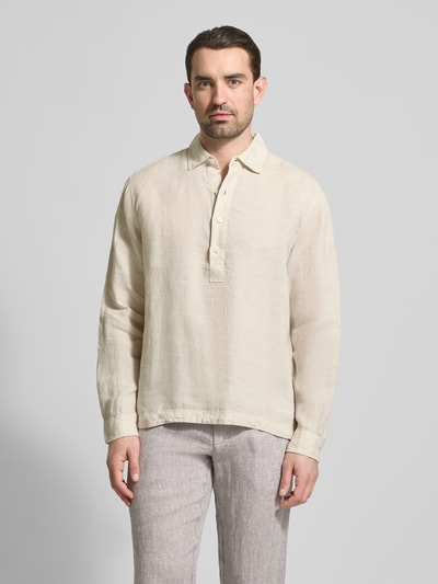 Jake*s Studio Men Regular Fit Freizeithemd aus Leinen mit Kentkragen Beige 4