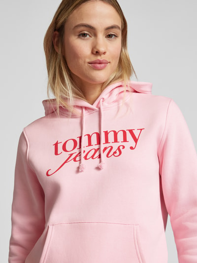 Tommy Jeans Regular fit hoodie met labelprint Felroze - 3