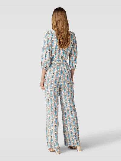 More & More Jumpsuit van viscose met all-over motief Bleu - 5